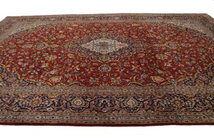 Vintage Red Traditional 10X15 Kashan Persian Rug