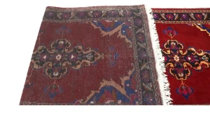 Red Semi Antique Red Tribal 4X10 Hamedan Persian Runner Rug