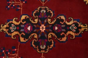Red Semi Antique Red Tribal 4X10 Hamedan Persian Runner Rug