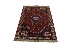 Red Tribal 3'5X5 Shiraz Persian Rug