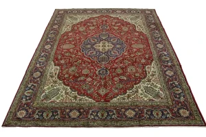Vintage Red Traditional 10X13 Tabriz Persian Rug