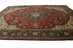 Vintage Red Traditional 10X13 Tabriz Persian Rug