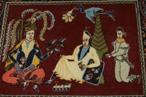 Wine Red Pictorial 2'9X3'3 Kashan Persian Rug