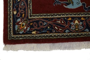 Wine Red Pictorial 2'9X3'3 Kashan Persian Rug
