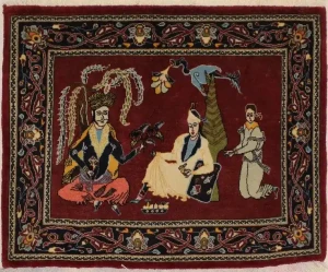 Wine Red Traditional 2'8X3'2 Kashan Persian Oriental Rug