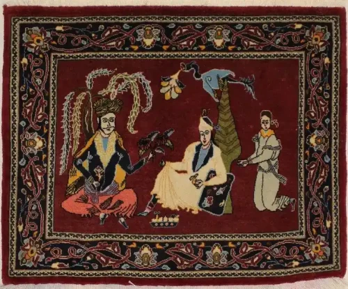 Wine Red Traditional 2'8X3'2 Kashan Persian Oriental Rug