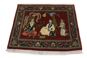 Wine Red Traditional 2'8X3'2 Kashan Persian Oriental Rug