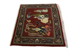 Wine Red Traditional 2'8X3'2 Kashan Persian Oriental Rug