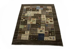 Multicolored Checkered 5X6'5 Gabbeh Persian Rug