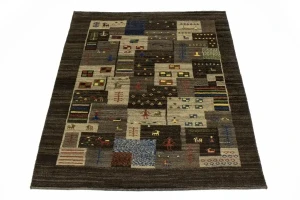 Multicolored Checkered 5X6'5 Gabbeh Persian Rug