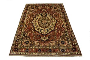 Vintage Rusty Brown Floral 7X10 Bakhtiari Persian Rug