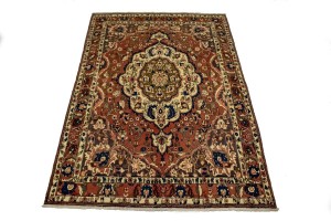 Vintage Rusty Brown Floral 7X10 Bakhtiari Persian Rug