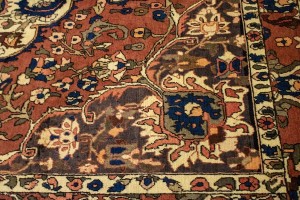 Vintage Rusty Brown Floral 7X10 Bakhtiari Persian Rug