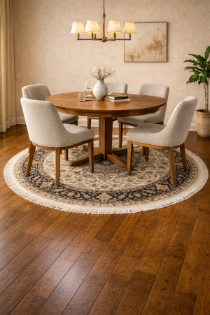 Cream Classic 5' x 5' Tabriz Persian Round Rug