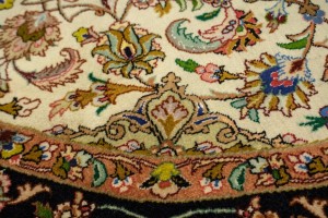 Cream Classic 5X5 Tabriz Persian Round Rug