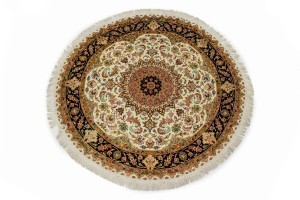 Cream Classic 5X5 Tabriz Persian Round Rug