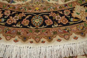 Cream Classic 5X5 Tabriz Persian Round Rug