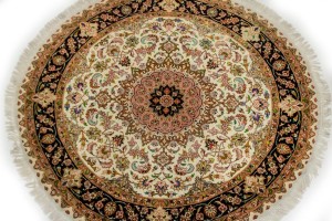 Cream Classic 5X5 Tabriz Persian Round Rug