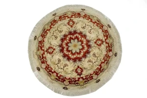 Cream Classic 4X4 Tabriz Persian Rug