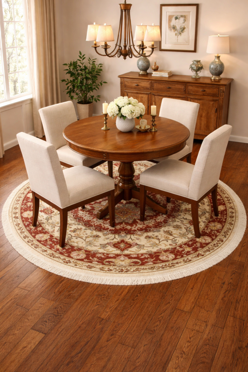 Cream Classic 4' x 4' Tabriz Persian Rug