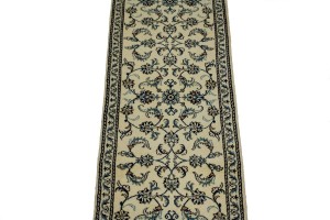 Cream Traditional 2'5X9'6 Nain Kashmar Persian Runner Rug