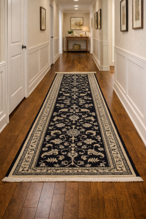 Navy Blue Classic 2'5" x 10' Nain Kashmar Persian Runner Rug