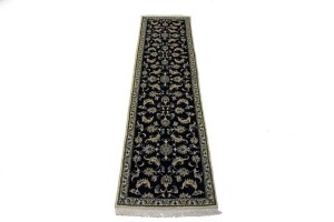 Navy Blue Classic 2'5X10 Nain Kashmar Persian Runner Rug