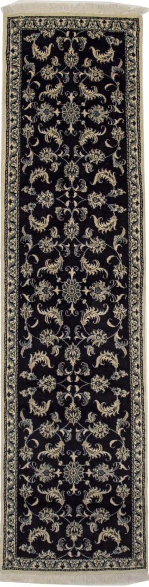 Navy Blue Classic 2'5X10 Nain Kashmar Persian Runner Rug
