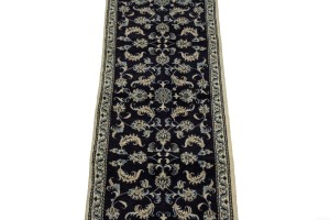 Navy Blue Classic 2'5X10 Nain Kashmar Persian Runner Rug