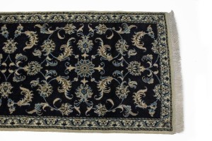 Navy Blue Classic 2'5X10 Nain Kashmar Persian Runner Rug