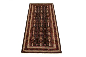 Vintage Dark Navy Blue Tribal 4X10 Balouch Persian Runner Rug