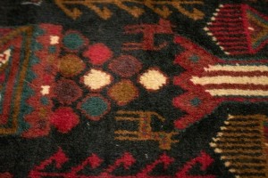 Vintage Dark Navy Blue Tribal 4X10 Balouch Persian Runner Rug
