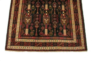 Vintage Dark Navy Blue Tribal 4X10 Balouch Persian Runner Rug