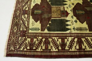 Vintage Beige Tribal 9X13 Turkoman Persian Rug