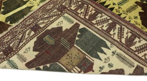 Vintage Beige Tribal 9X13 Turkoman Persian Rug