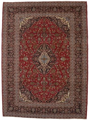 Vintage Red Traditional 10X13 Kashan Persian Rug