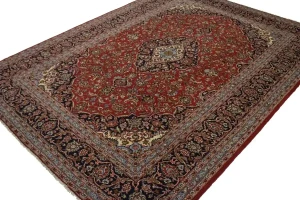 Vintage Red Traditional 10X13 Kashan Persian Rug