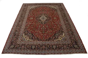 Vintage Red Traditional 10X13 Kashan Persian Rug