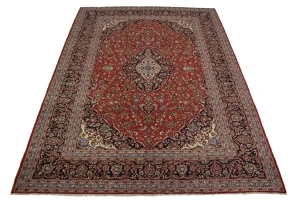 Vintage Red Traditional 10X13 Kashan Persian Rug