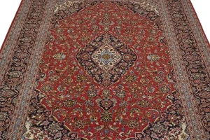 Vintage Red Traditional 10X13 Kashan Persian Rug