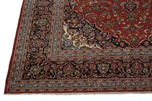 Vintage Red Traditional 10X13 Kashan Persian Rug