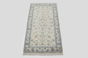 Cream Floral Classic 2X5 Traditional Nain Persian Oriental Rug