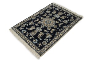 Navy Blue Classic 3X4 Nain Kashmar Persian Rug