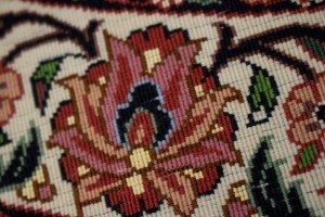 Teal Blue Floral 4X4 Bidjar Halvaei Persian Round Rug