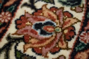 Teal Blue Floral 4X4 Bidjar Halvaei Persian Round Rug