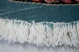 Teal Blue Floral 4X4 Bidjar Halvaei Persian Round Rug