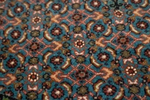 Teal Blue Floral 4X4 Bidjar Halvaei Persian Round Rug