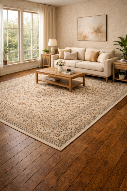 Vintage Beige Traditional 8' x 12' Kashan Persian Rug