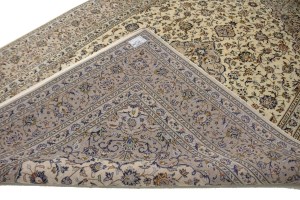 Vintage Beige Traditional 8X12 Kashan Persian Rug