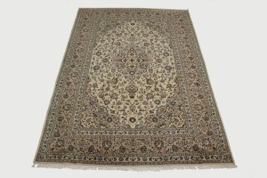 Vintage Beige Traditional 8X12 Kashan Persian Rug